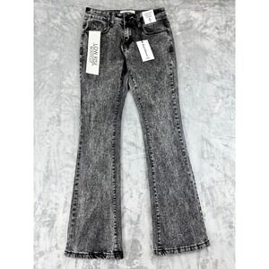 New women's Low Rise Bootcut Jeans Black Acid Wash Super Soft Size 1/2